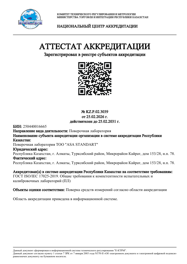 Аттестат аккредитации